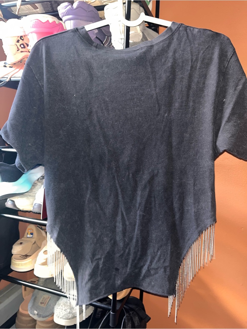 Black "Custom Motorcycles" Graphic Tee With Red Wings - Unbranded View 2